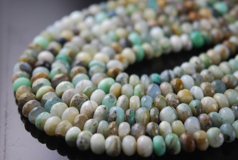 12 strand faceted peruvian opal rondelles