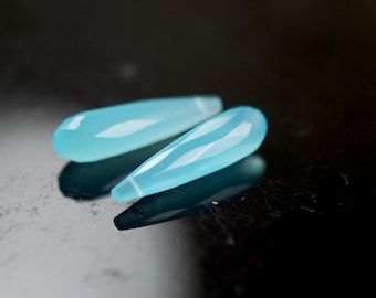 Gorgeous aqua matching quartz long drops - faceted