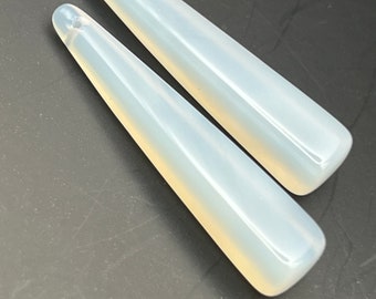 Natural chalcedony matching long square shaped drops