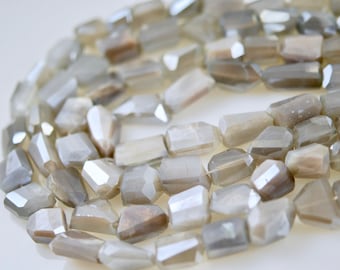 1/2 strand of grey moonstone nuggets with mystic coating