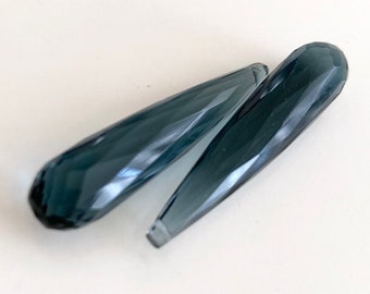Moss Kyanite colored matching quartz long drops