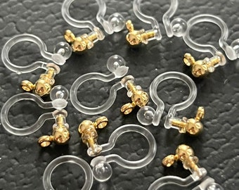 Clear clip on earri wire with gold ball