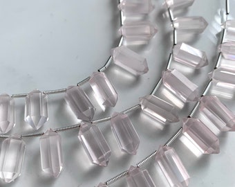 Rose quartz bullet shaped beads