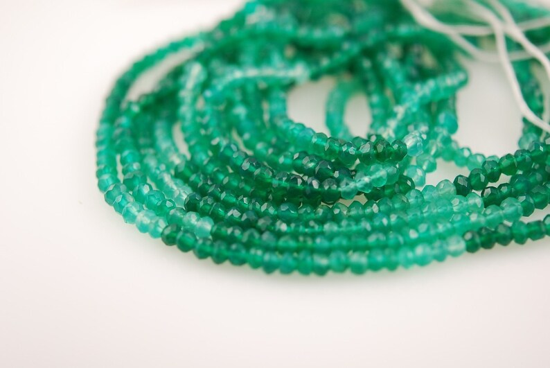 1/2 strand of shaded green onyx super quality image 3