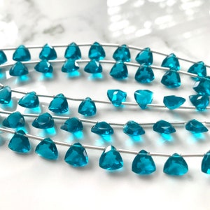 Gorgeous teal green colored hydro quartz faceted triangles
