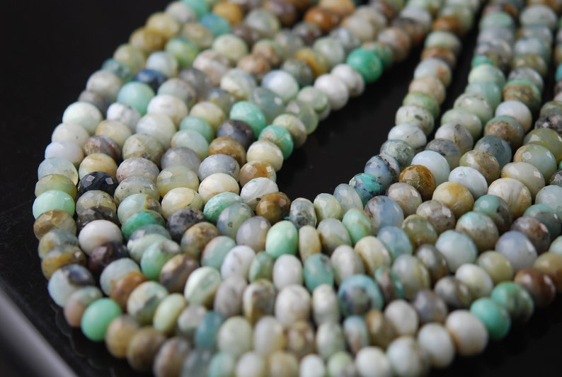 12 strand faceted peruvian opal rondelles