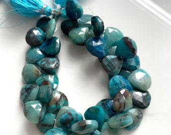 Chrysocolla faceted hearts