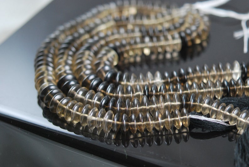 SUPER QUALITY 12 strand shaded smokey quartz smooth discs