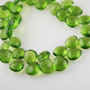 1/2 strand of Olive green color hydro quartz hearts WHOLESALE 22.00