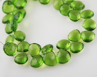 1/2 strand of Olive green color hydro quartz hearts WHOLESALE 22.00