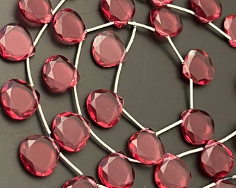 Gorgeous pomegranate red colored hydro quartz faceted hearts