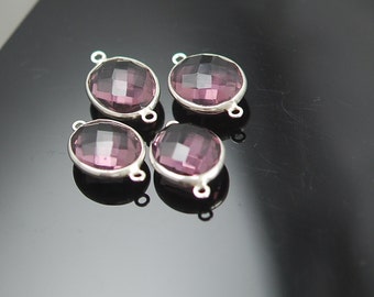 Matching Round Plum color hydro quartz connectors in sterling silver 20.00 ON SALE 18.00