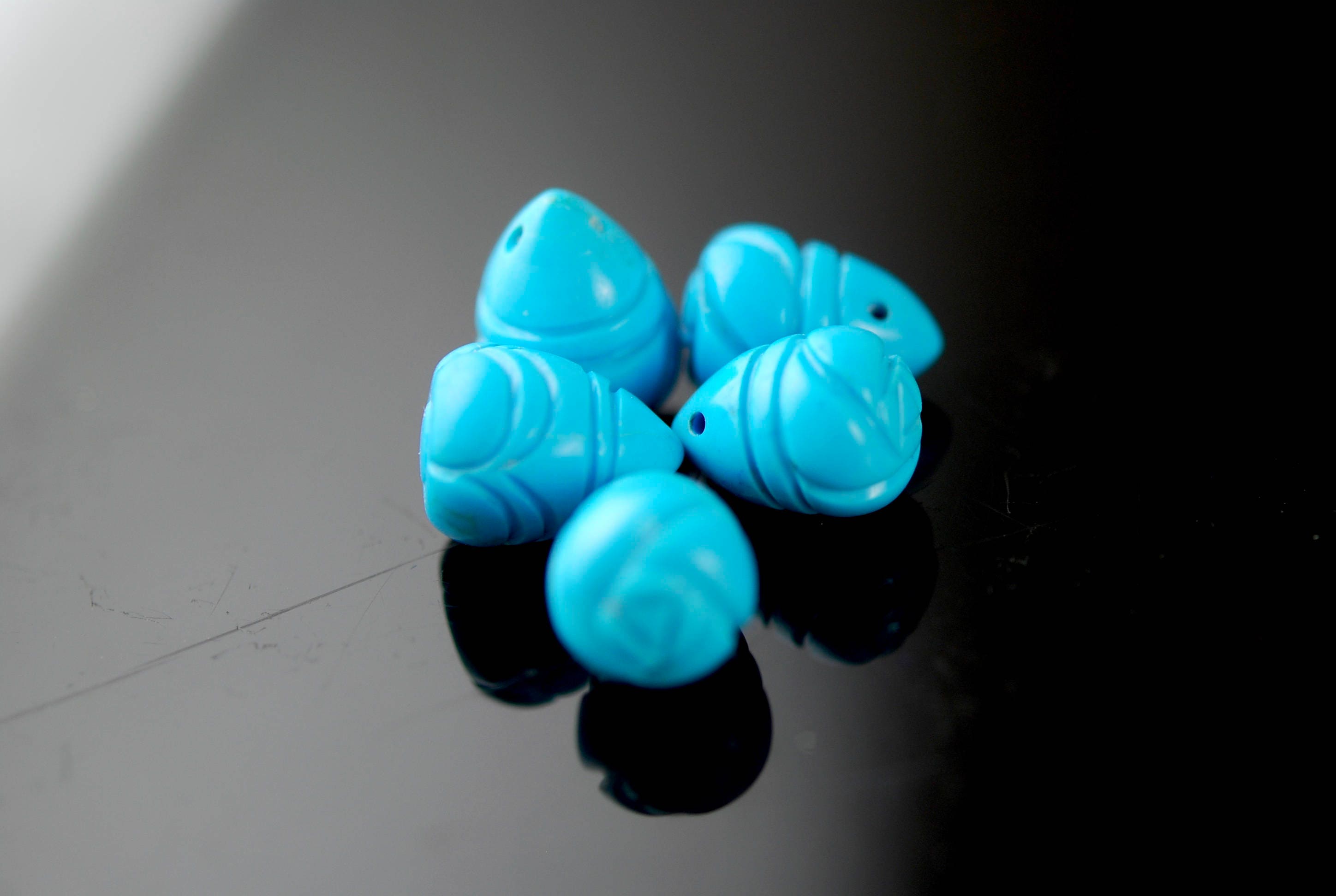 Carved Turquoise Hive Shaped Drops 5 Pieces - Etsy
