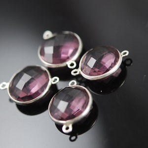 Matching Round Plum color hydro quartz connectors in sterling silver 20.00 ON SALE 18.00 image 4