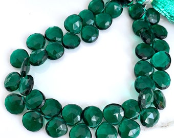 1/2 strand of emerald green hydro quartz  hearts