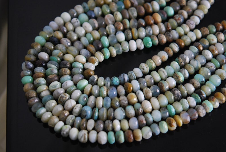 12 strand faceted peruvian opal rondelles