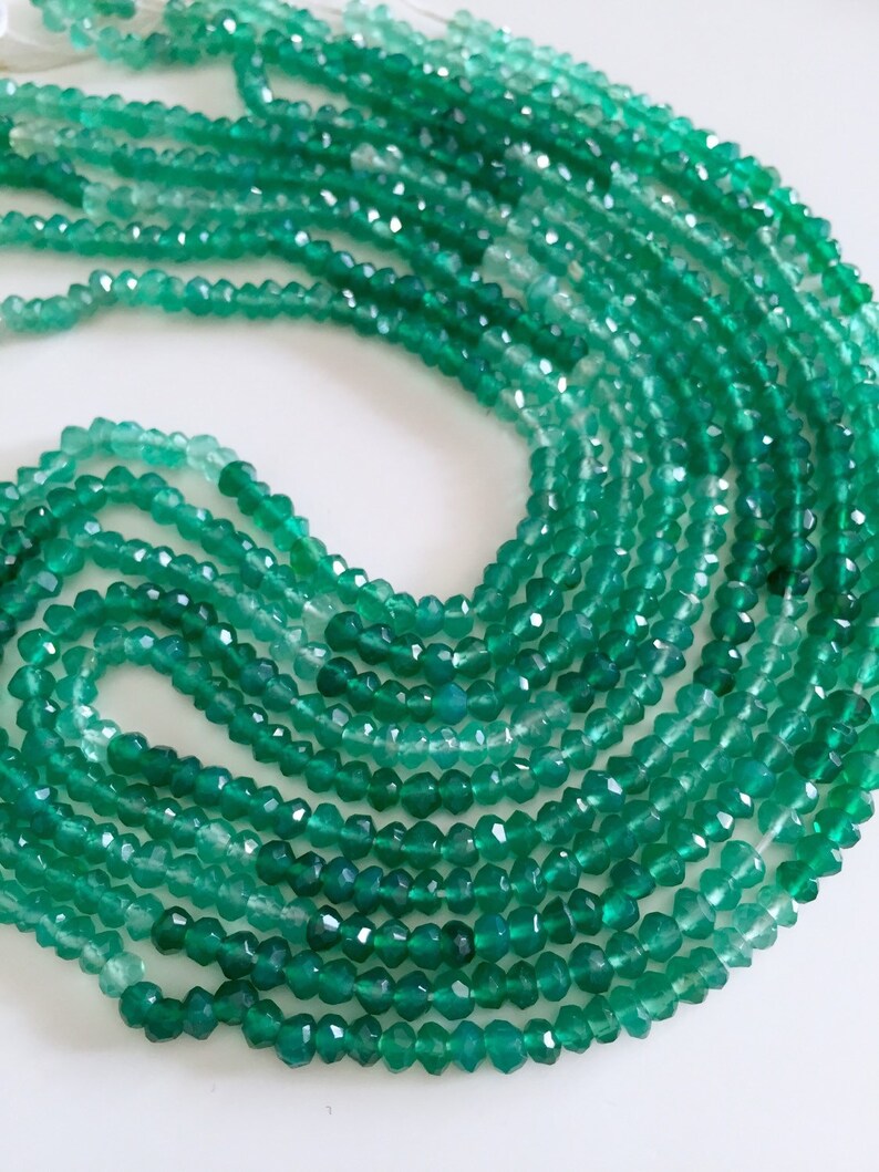 1/2 strand of shaded green onyx super quality image 1