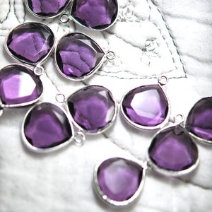 purple quartz flat heart pendant in sterling silver 2 pieces 16.00 image 1