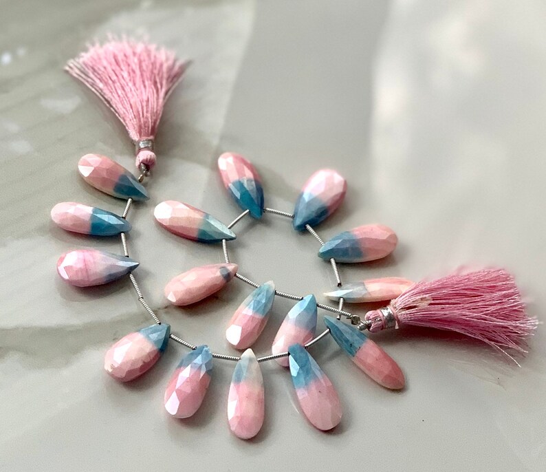 Bio moonstone coated pears baby pink and blue