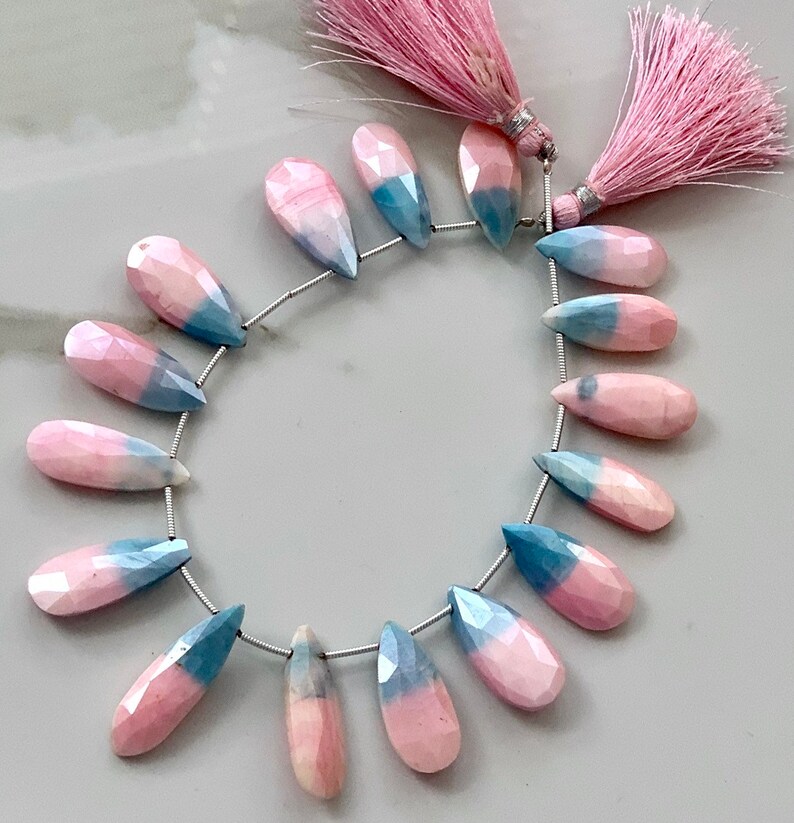 Bio moonstone coated pears baby pink and blue