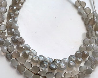 1/2 strand of gray moonstone mini hearts