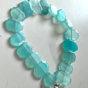 Aqua chalcedony  flat octagons