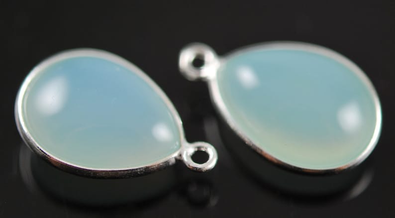 Matching light aqua chalcedony connectors in sterling silver 2 pieces 20.00 ON SALE 18.00