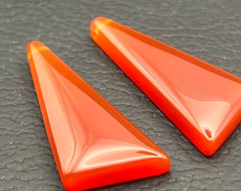 Gorgeous orange chalcedony matching triangle drops.