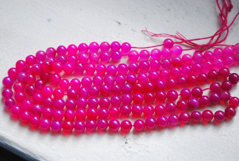 Hot pink smooth polished round beads image 4