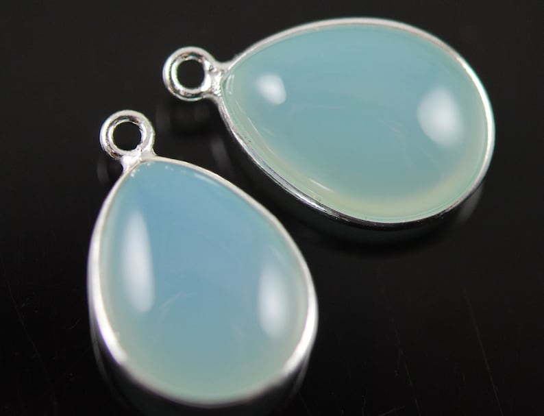 Matching light aqua chalcedony connectors in sterling silver 2 pieces 20.00 ON SALE 18.00