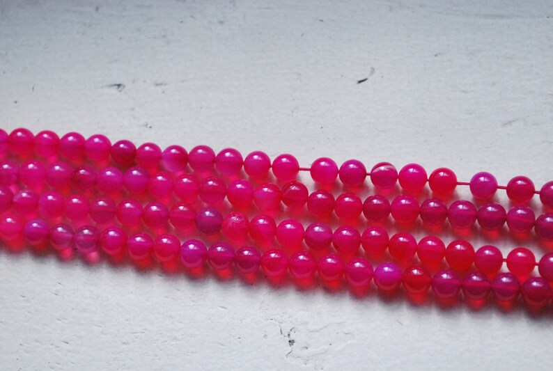 Hot pink smooth polished round beads image 3