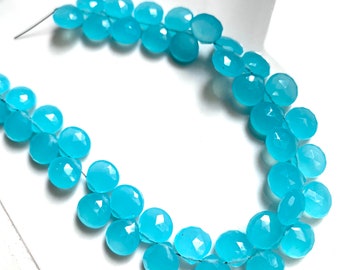 Bright Aqua Chalcedony mini hearts