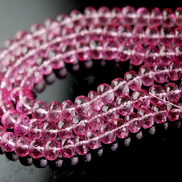 Pink topaz rondelle beads