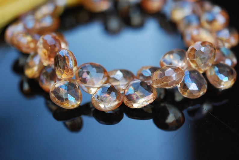 Yellow quartz faceted hearts WHOLESALE PRICE 25.00