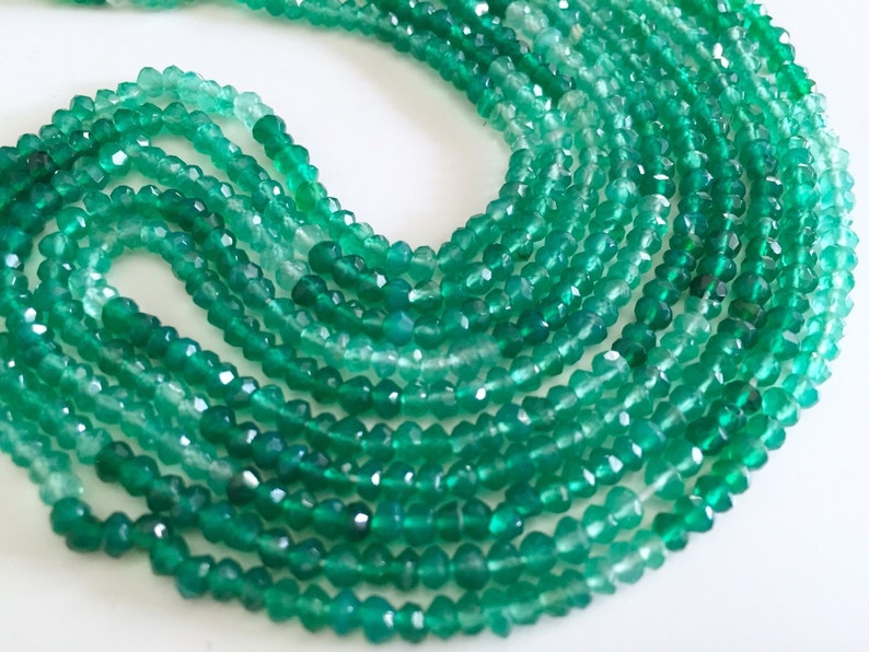 1/2 strand of shaded green onyx super quality image 2