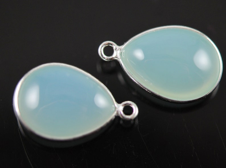 Matching light aqua chalcedony connectors in sterling silver 2 pieces 20.00 ON SALE 18.00