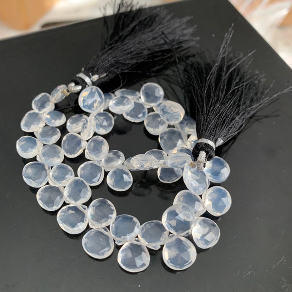 1/2 strand of ice quartz hearts small