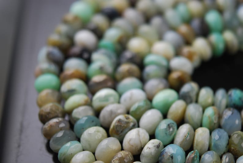 12 strand faceted peruvian opal rondelles