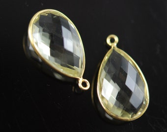 Lemon Topaz Drop Connector in vermeil bezel 2 pieces