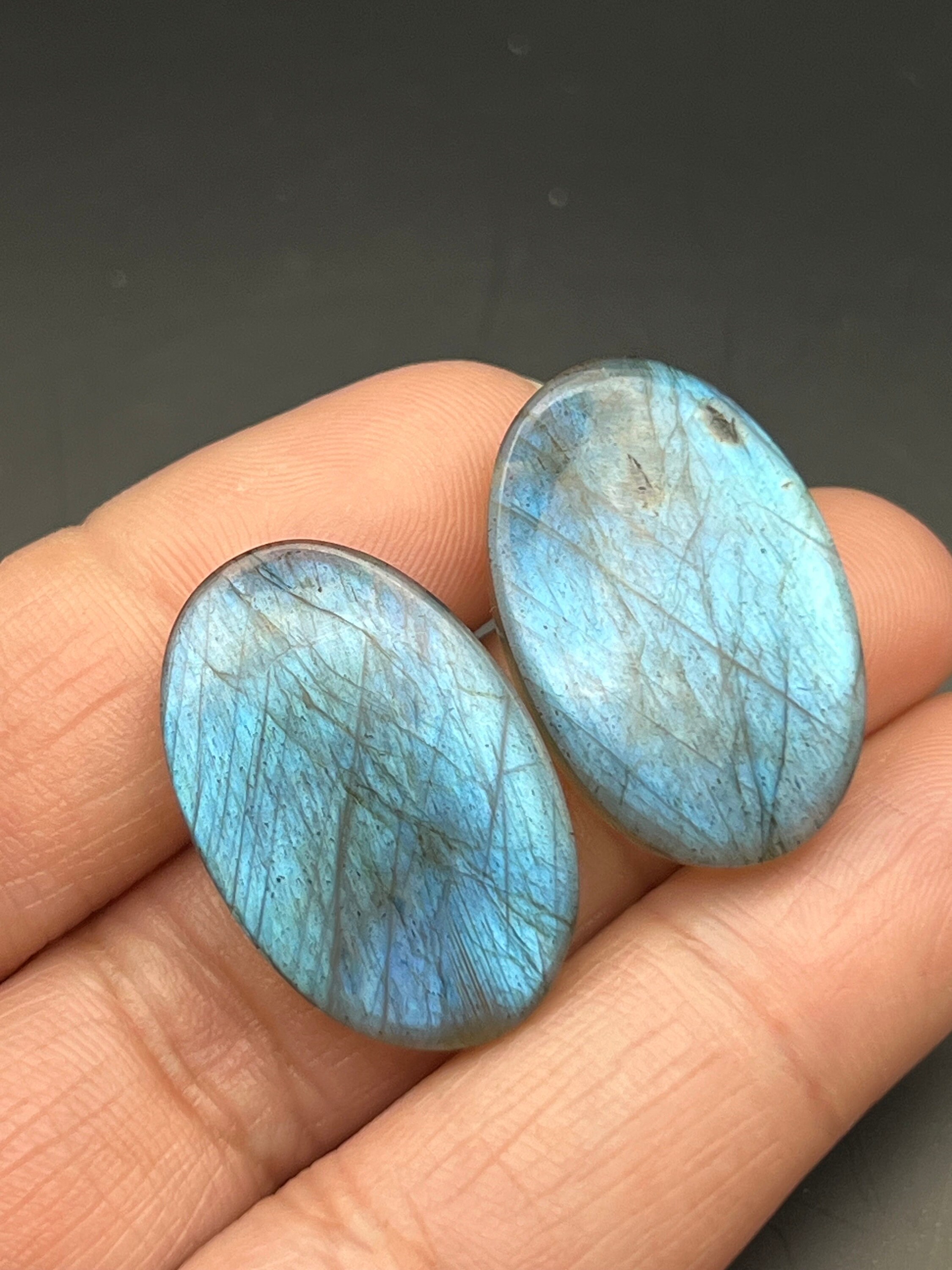 Matching labradorite oval pairs