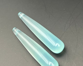 Gorgeous aqua blue chalcedony matching long drops