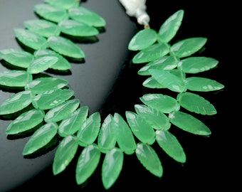 Carved prehnite green chalcedony leaves