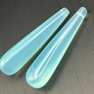 Gorgeous aqua blue chalcedony matching long drops