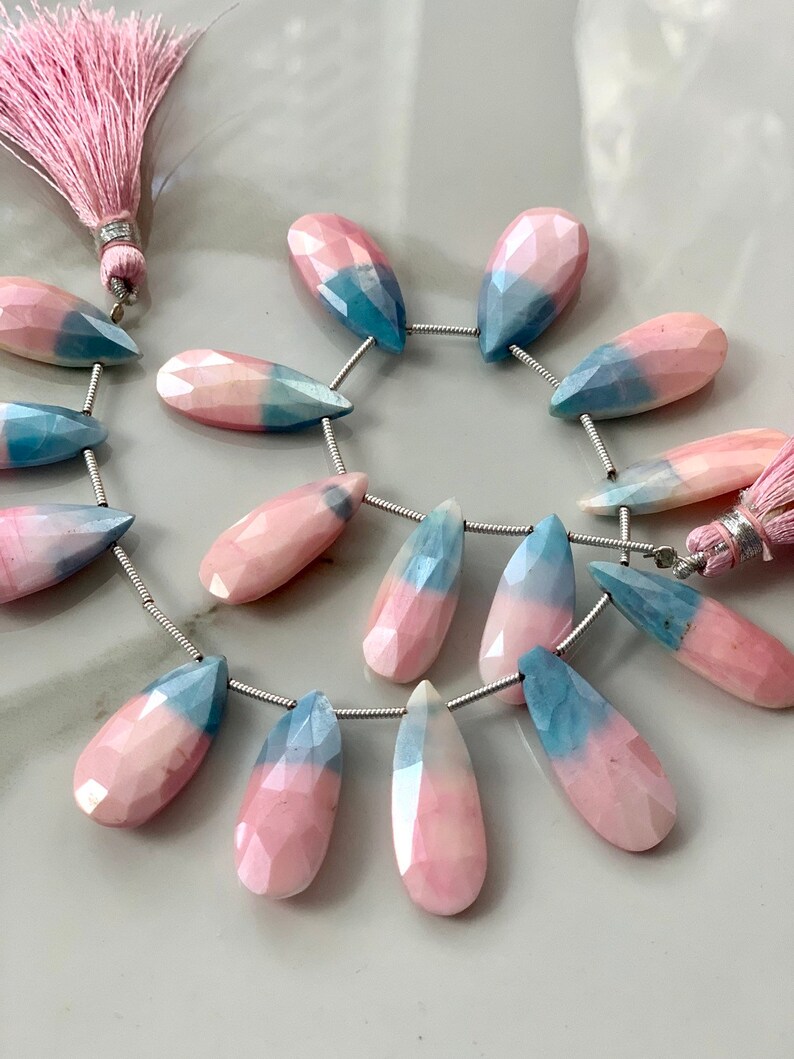 Bio moonstone coated pears baby pink and blue