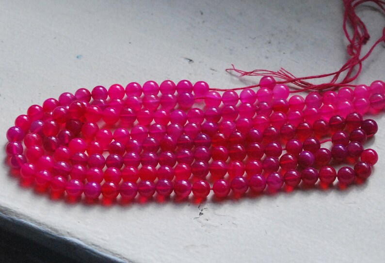 Hot pink smooth polished round beads image 2