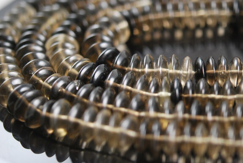 SUPER QUALITY 12 strand shaded smokey quartz smooth discs