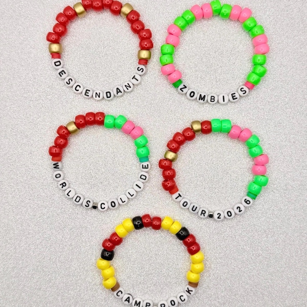 Descendants Zombies Camp Rock Inspired Beaded Bracelet - Worlds Collide Tour 2026