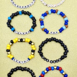 Thunderbolts Inspired Beaded Bracelets – Yelena, Bucky, Bob, Sentry, Void