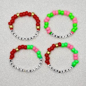 Descendants Zombies Worlds Collide Tour 2025 inspired handmade friendship beaded bracelets - stacking stretch Kandi bracelet