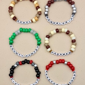 Star Wars inspired handmade friendship beaded bracelets - Stacking Stretch - Light and Dark side - Mandalorian - Sith Lord - Jedi Master